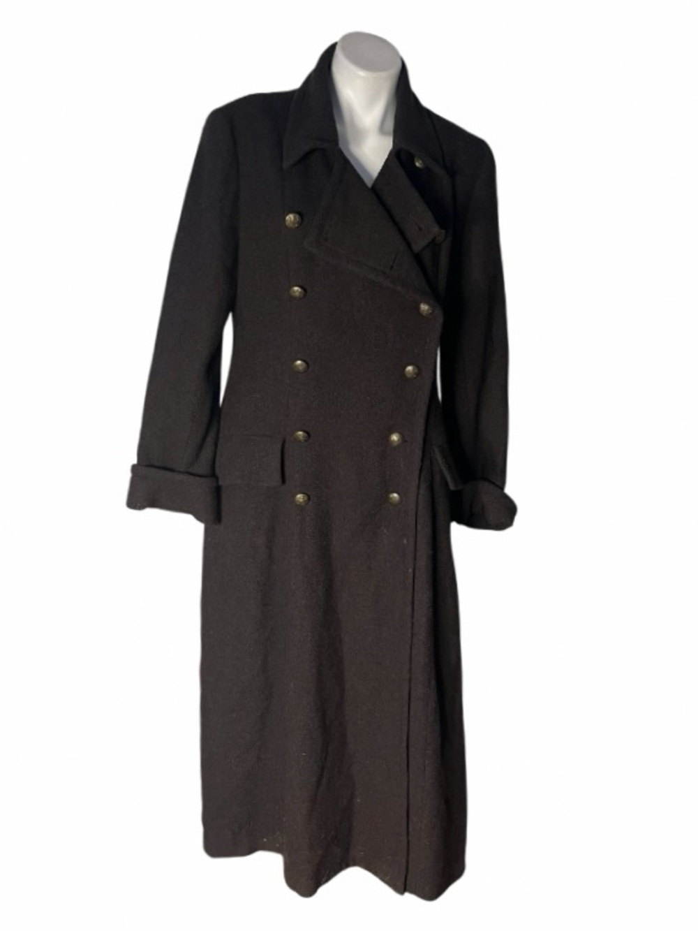 GEORGIOU Wool Coat Military Trench Double Breasted Womens Size 14 L VINTAGE
